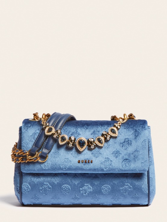 Blue Kimi Velvet Jewel Crossbody Guess