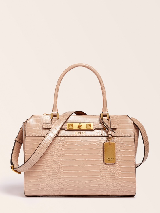 Bež Torbica Guess Raffie Croc Potisk
