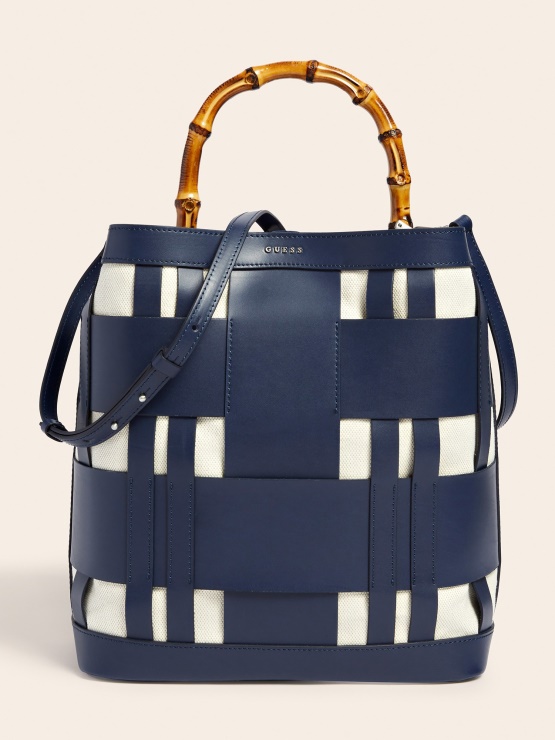 Aida Tkana Torba Za Hobo Iz Pravega Usnja Modra Guess