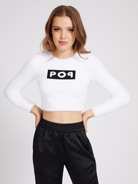 Bel Crop Fit Pulover Z Okroglim Ovratnikom Guess