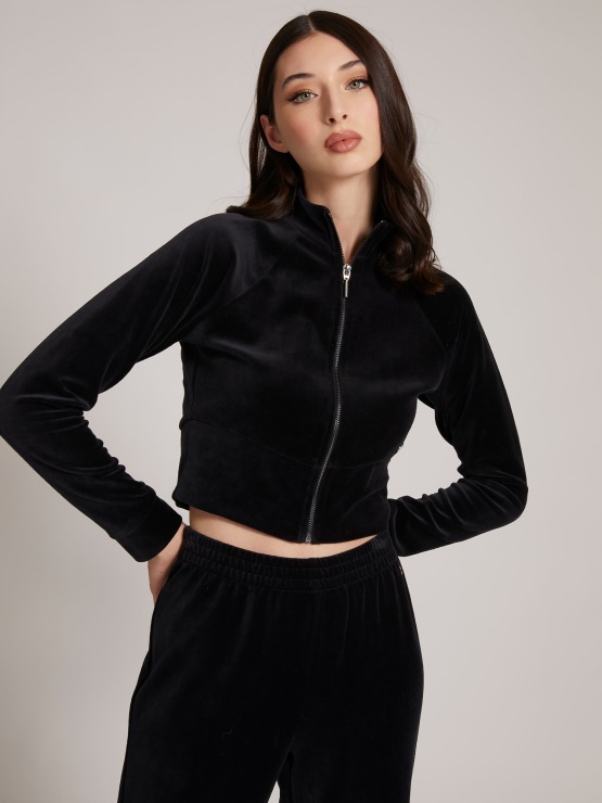 Guess črn ženiljski Pulover Z Zapiranjem Na Zadrgo