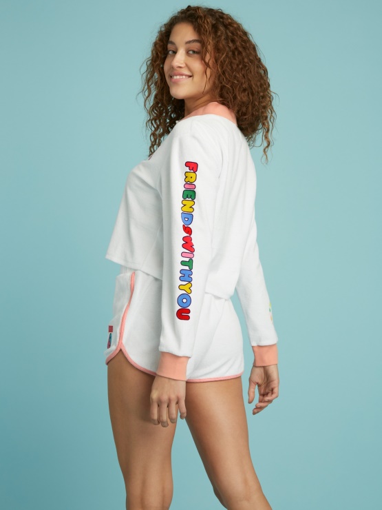 Skrajšana Polo Majica Guess Bela Multi