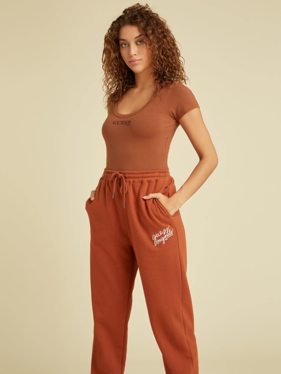 Bodi Z Logotipom Spredaj Guess Rdeč