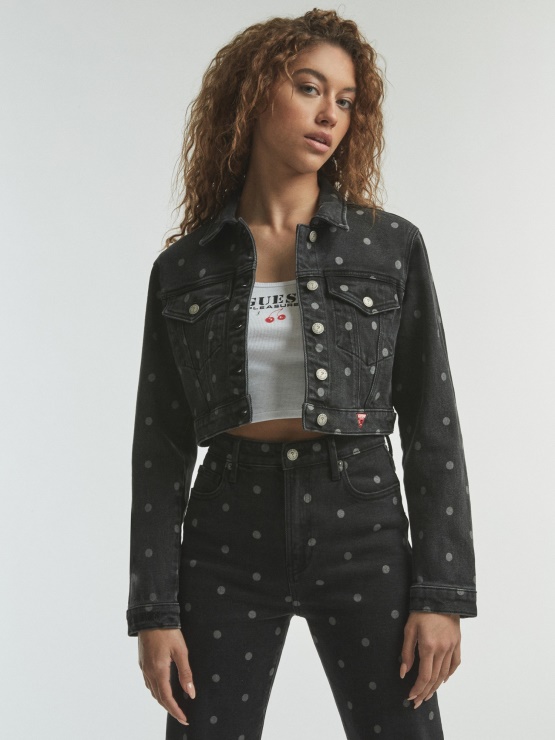 Polkadot Denim Kratka Jakna Guess Black