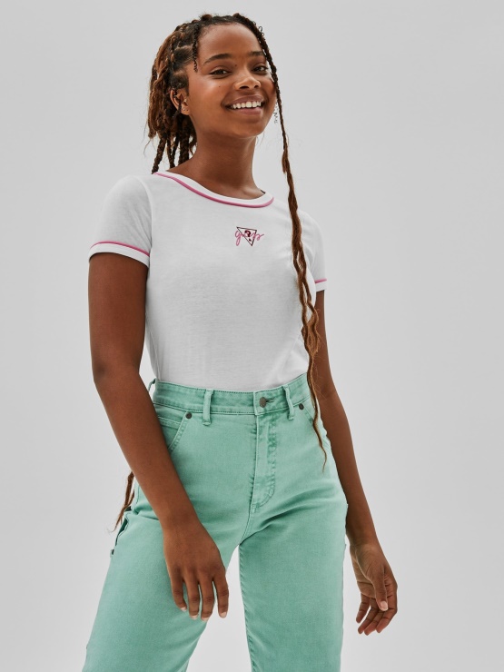 Guess Bela Majica S Sprednjim Logotipom