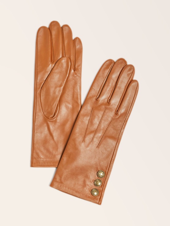 Guess Rjave Usnjene Rokavice Marciano