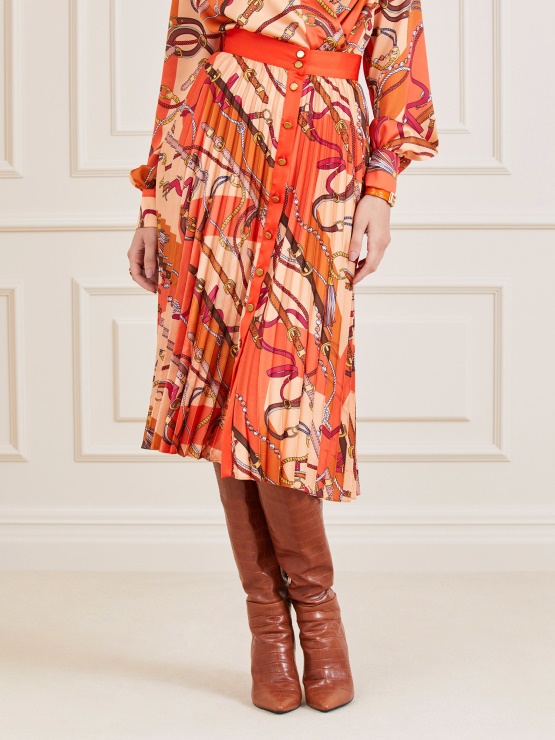 Manjše Oranžne Guess Marciano Nagubano Midi Krilo