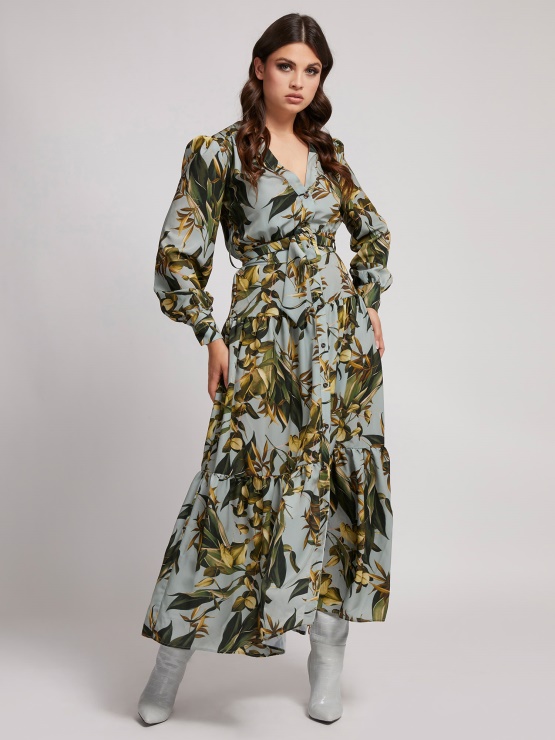 Dolga Obleka Z Večbarvnim Vzorcem Guess Allover