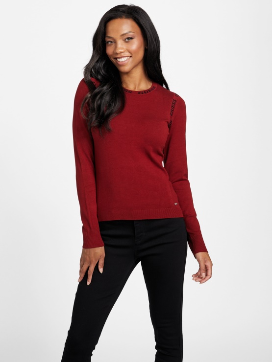 Eko Sasha Pulover Temno Jam Rdeč Guess