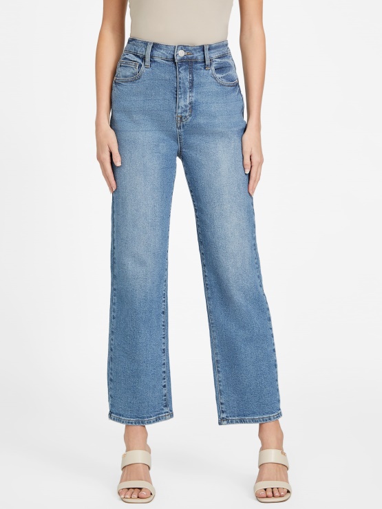 Eco Jolene Ravne Kavbojke Z Ultra Visokimi Pasovi Guess Srednje Prane