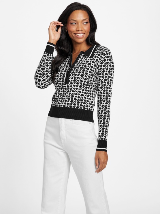 Guess Jet črn Multi Eco Lohan Pulover Z Logotipom