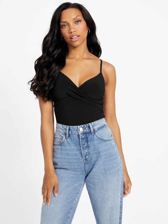 Jet črn Bodi Guess Gil S Cvetličnimi Motivi