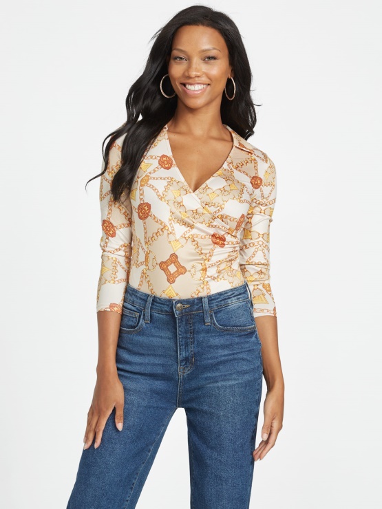 Eko Bodi S Potiskom Fannah Kul Zimski Verižični Tisk Guess