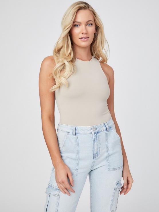 Guess Barb Brezšivni Bodi žametno Taupe