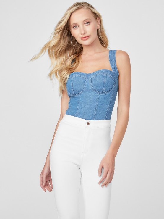 Claudia Denim Top Guess Temno Pranje