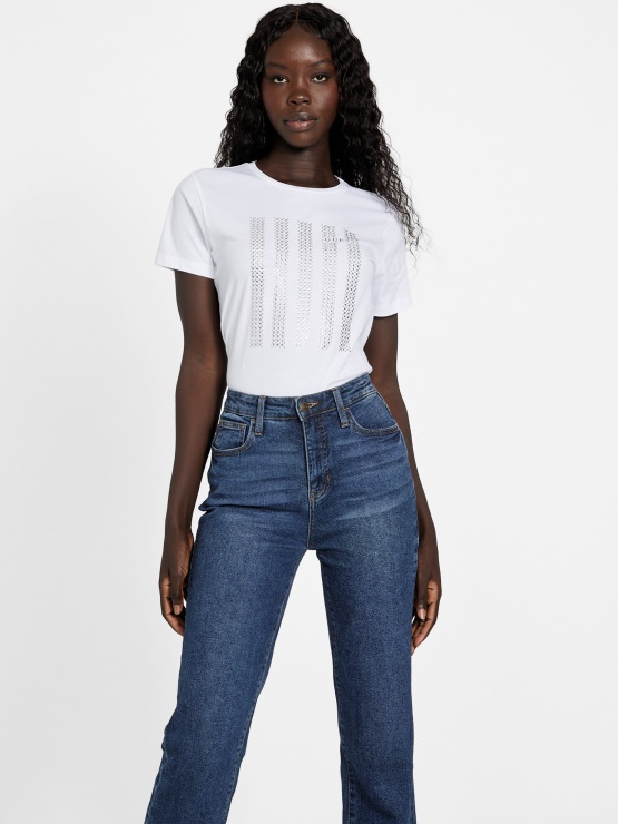 čista Bela Majica Guess Eco Felix Bling