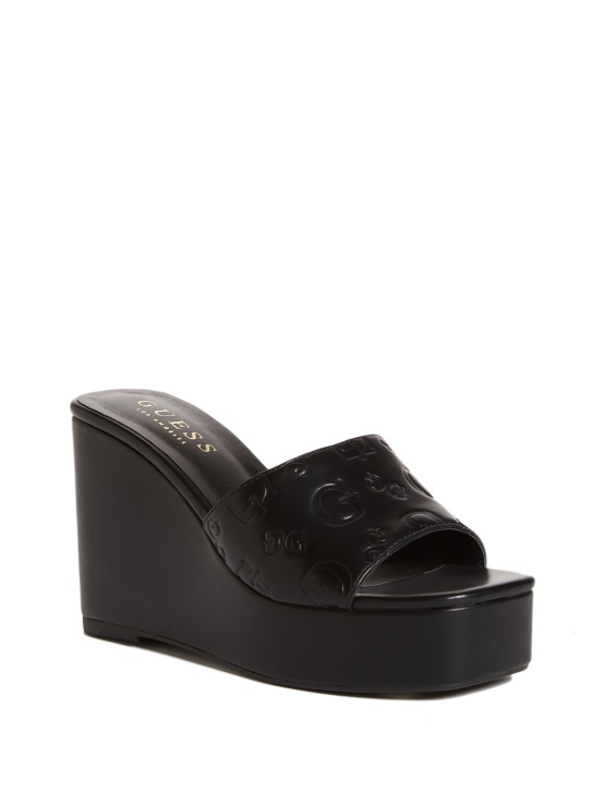 črne Stacee Zagozde Z Vtisnjenim Logotipom Guess