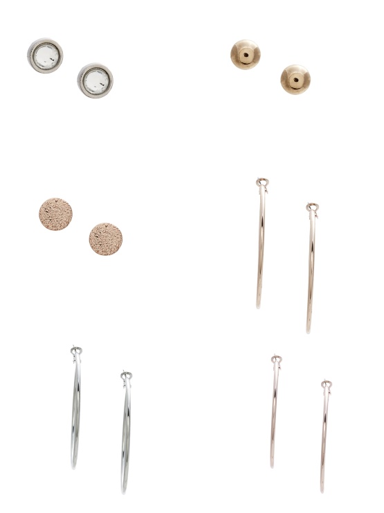 Komplet Obročastih Uhanov Iz Mešanih Kovin Multi Guess