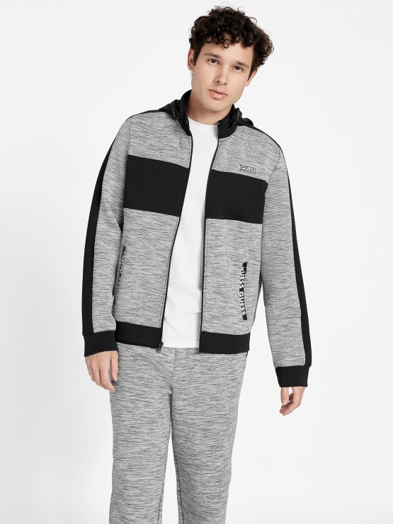 Benson Potapljaška Jakna Z Zadrgo Z Lažnim Ovratnikom, Svetlo Melanž Siva Guess