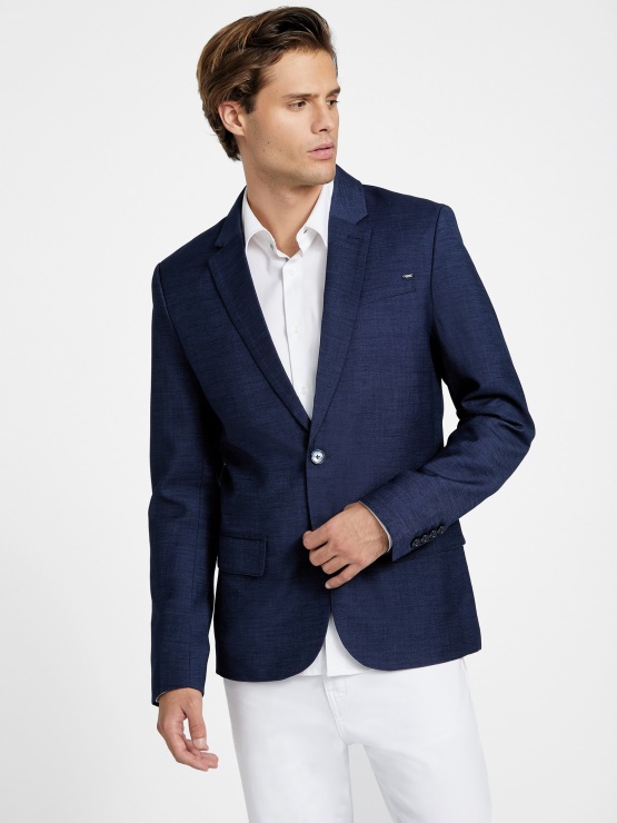 Guess Silk Blue Stark Blazer