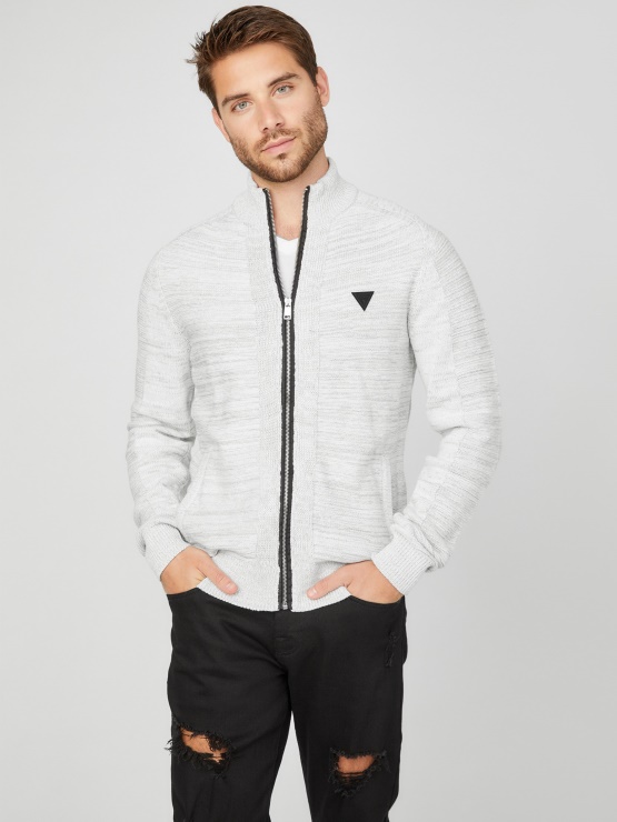 čisto Bel Pulover Z Lažnim Ovratnikom Guess Chet Marled