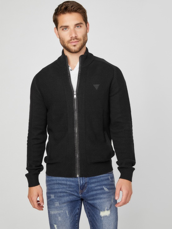 Chet Mock Neck Pulover Guess Jet črn