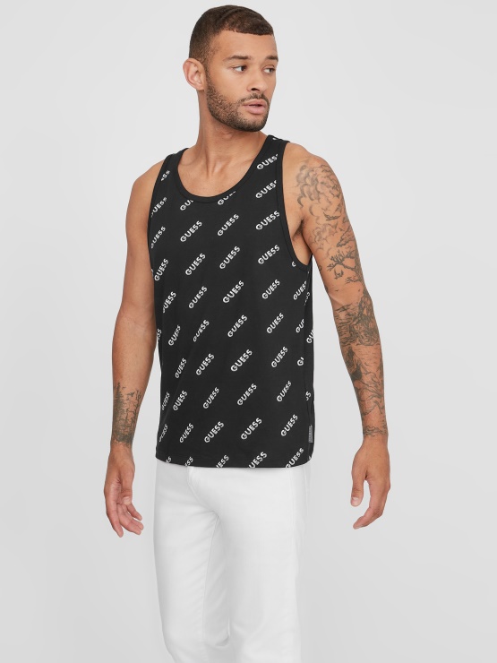 Jet Black Montell Logo Tank Guess