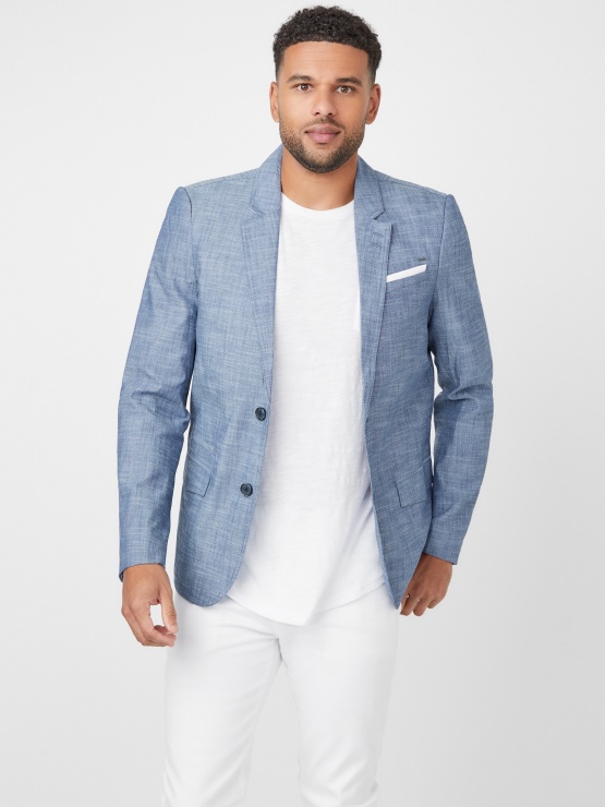 Sanders Chambray Blazer Indigo Guess