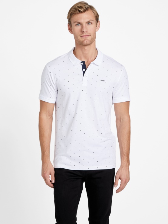 čista Bela Eko Dev Geometrijska Polo Majica Guess