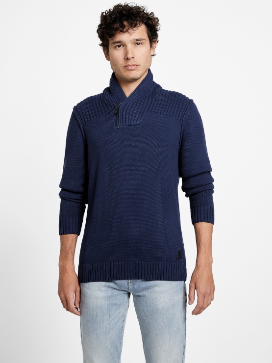 črno Moder Guess Pulover S čopičastim šalom