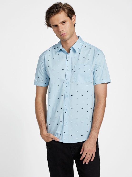 Dusan Srajca Z Geometrijskim Potiskom Muhasto Modra Guess