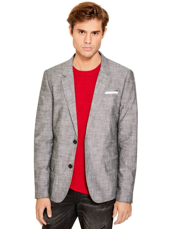 Jet črn Anders Teksturiran Blazer Guess