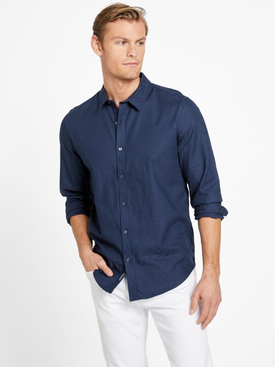 črno Modra Srajca Iz žakarda Busio Guess