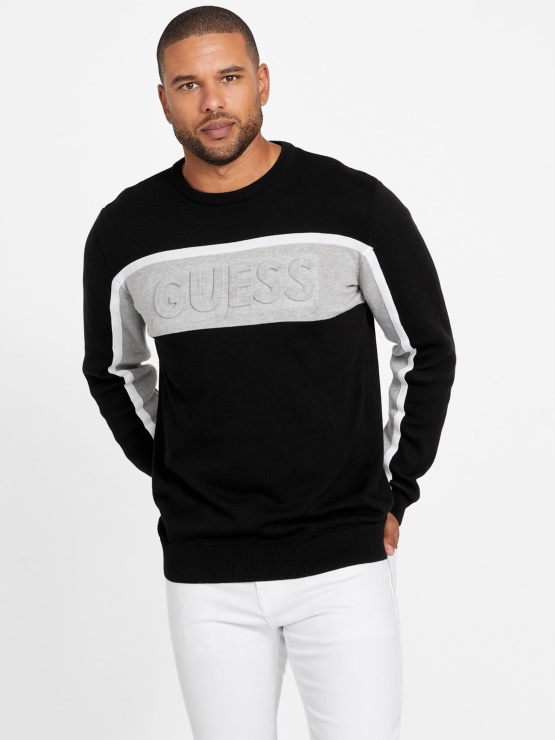 Guess Jet Black Rowe Color-block Pulover