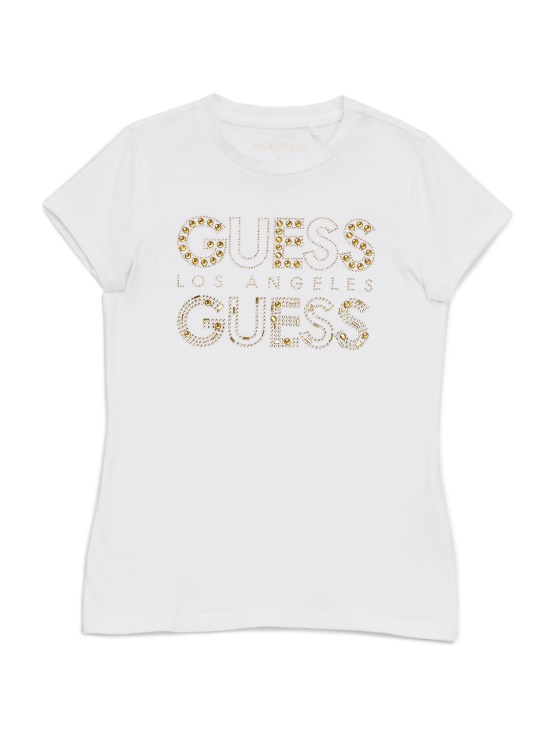 čista Bela Majica Z Logotipom Kambrie Z Okrasnim Kamnom (7-14)