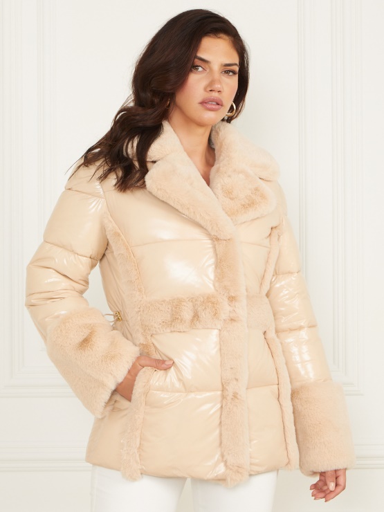 Bessie Puffer Coat Neutral Ivory Guess