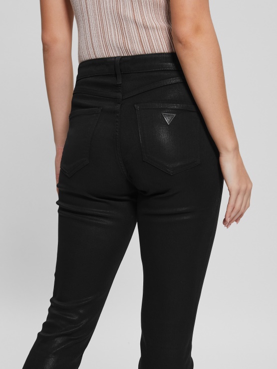 Guess 1981 Prevlečene Skinny Jeans Jet črne Multi