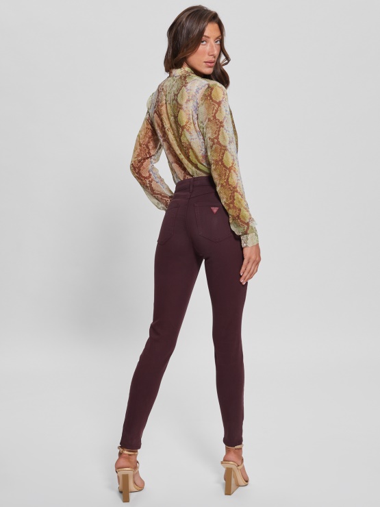 1981 Prevlečene Skinny Jeans Guess Bordo Zmanjšana Multi