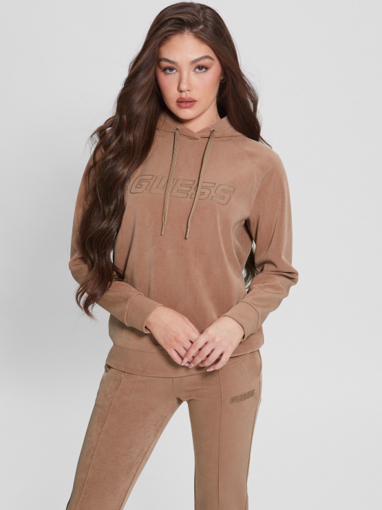 Blondie Euphemia Pulover S Kapuco Iz Umetnega Semiša Guess