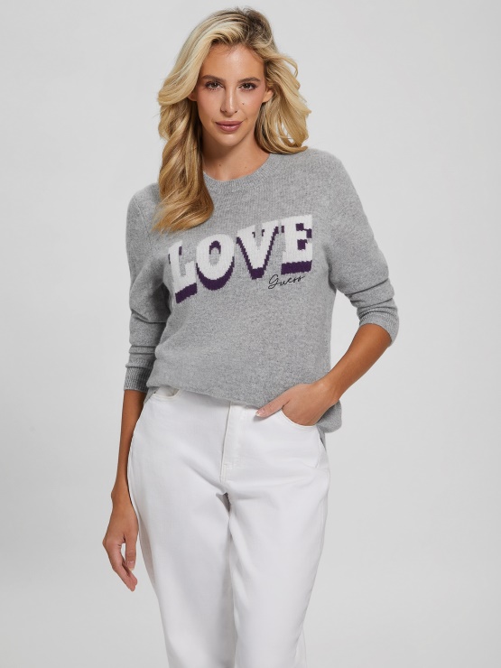 Juliette Pulover Iz Kašmirja Svetlo Melanž Siv Guess