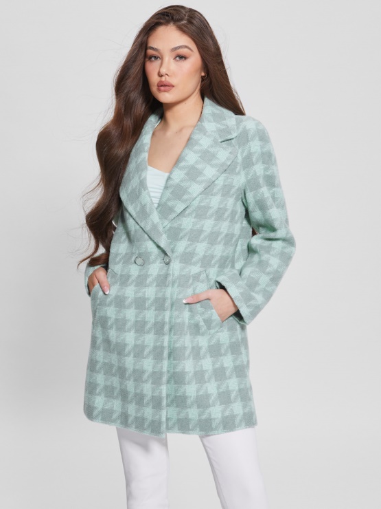 Guess Aqua Combo Ginny Plašč S Houndstooth