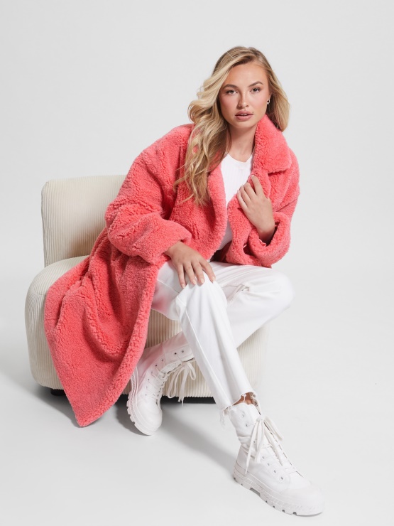 Eko Alina Plašč Iz Umetnega Krzna Guess Revival Rose