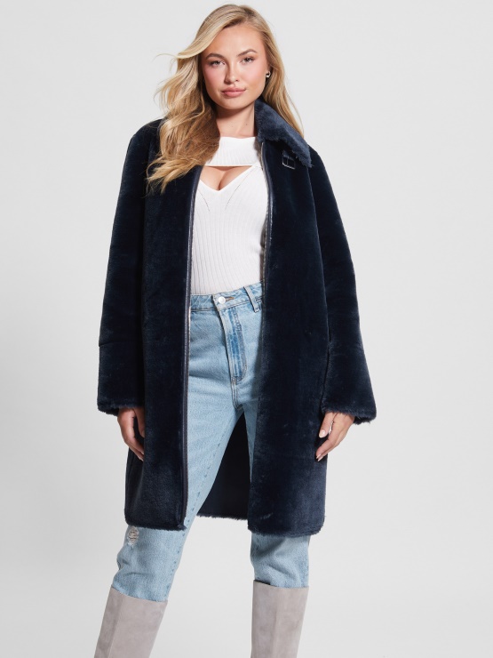 Guess Flora Reverzibilni Plašč Secret Blue