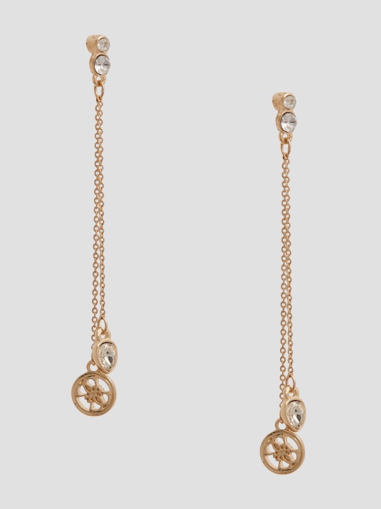 Guess Zlati Linearni Kristali In Uhani Z Logotipom