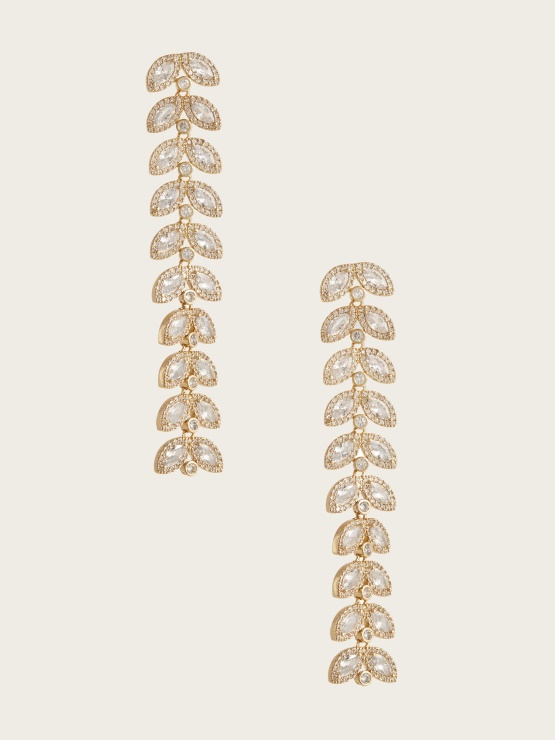 Gold Guess 14k Pozlačeni Uhani S Kristalnimi Lističi