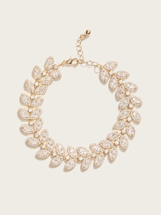 Guess 14k Pozlačena Zapestnica Iz Kristalnih Listov Zlata