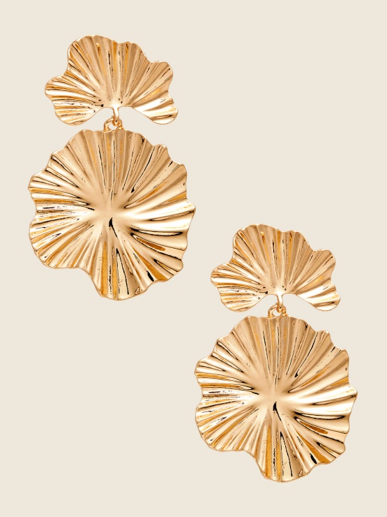 14k Pozlačeni Uhani V Obliki Lilije Guess Gold