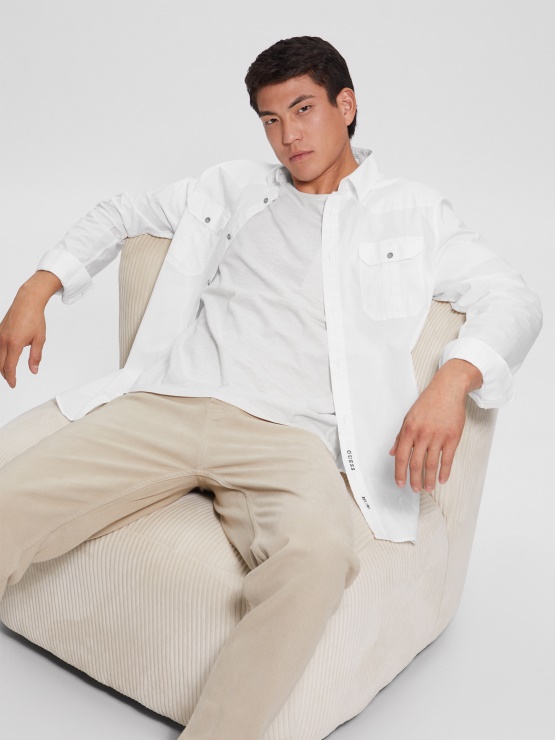 čista Bela Srajca Iz Obdelanega Bombaža Guess