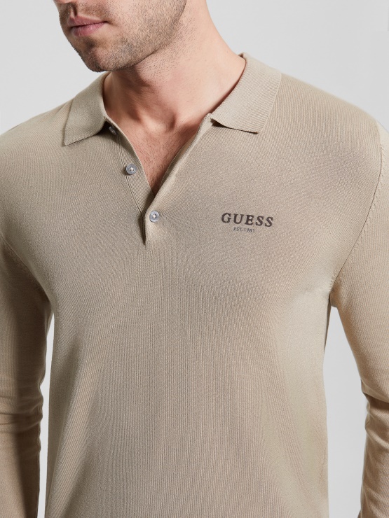 Eko Royce črtast Polo Pulover Guess Udarno Siv