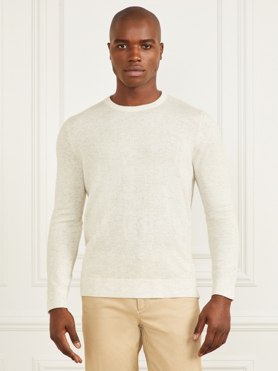 Bel Pulover Z Okroglim Izrezom Iz Mešanice Kašmirja Guess